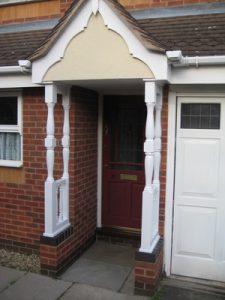 Turned porch posts in situ