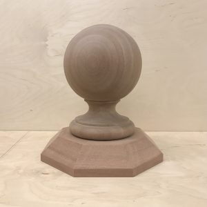 Sapele summer house finial with octagonal base